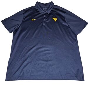 Nike Mens Dri-FIT West Virginia Mountaineers Blue Golf Polo Shirt Sz XXL